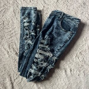 Rue21 | High Rise Distressed Faded Denim Jeggings | Size 12